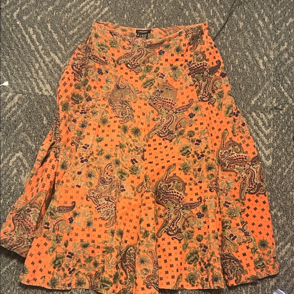 J. Peterman Dresses & Skirts - J. Peterman Vibrant corduroy Orange Paisley A-Line Skirt